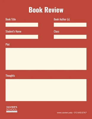 Free  Template: Maroon College Book Review Worksheet