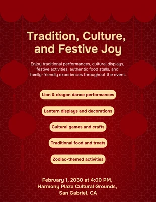 business Template: نموذج ملصق معرض ثقافي بمناسبة رأس السنة الصينية