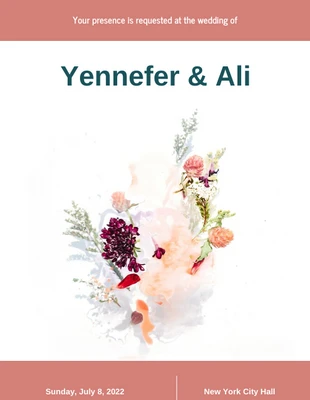 Free  Template: Einfache Aquarell-Hochzeitseinladung
