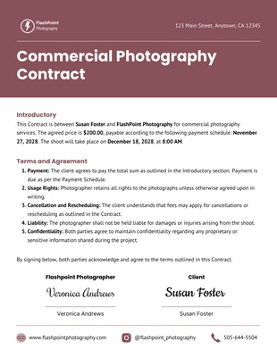 premium  Template: Commercial Photography Contract