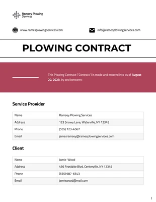 Free  Template: Plowing Contract Template