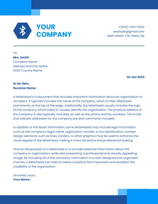 Free  Template: White And Blue Modern Business Corporate Letterhead Template