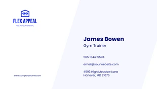 White and Blue Gym Business Card - Seite 2