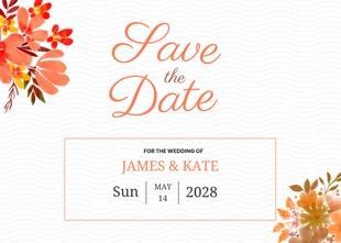 Free  Template: Cartes postales Save The Date avec cadre floral