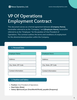 premium  Template: VP Of Operations Employment Contract Template