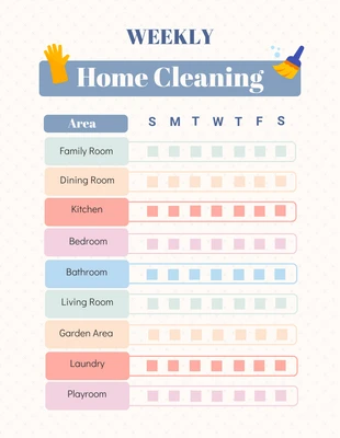 Free  Template: White Blue Weekly Home Cleaning  Template