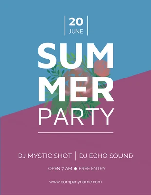 Free  Template: Modern Blue Pink Summer Night Club Party Poster 