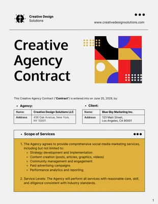 Free  Template: Creative Agency Contract Template