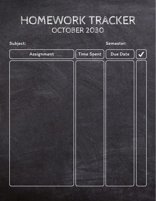 Free  Template: Modelo de cronograma de acompanhamento de deveres de casa com textura minimalista em preto