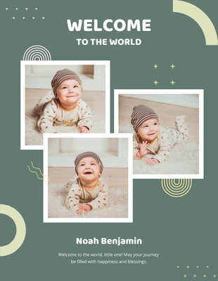 Free  Template: Collage de nacimiento de bebé estético de marco verde