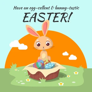 premium  Template: Adorable publicación de Instagram sobre el conejo de Pascua