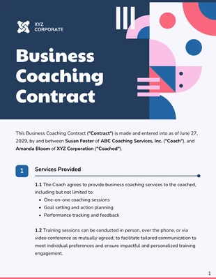 Free  Template: Plantilla de contrato de coaching empresarial