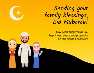 Free  Template: Cartão de Natal de Eid Mubarak para a família