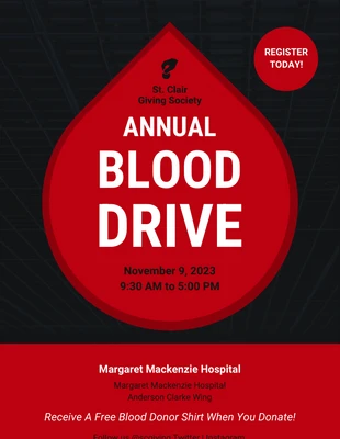 Free  Template: Locandina dell'evento di donazione del sangue semplice