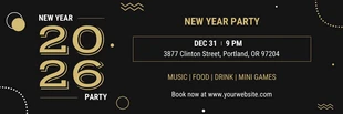 Free  Template: Black White Gold New Year Party Banner