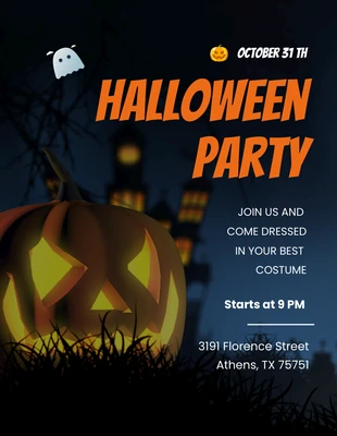 Free  Template: Convite de Halloween com ilustração em laranja e branco