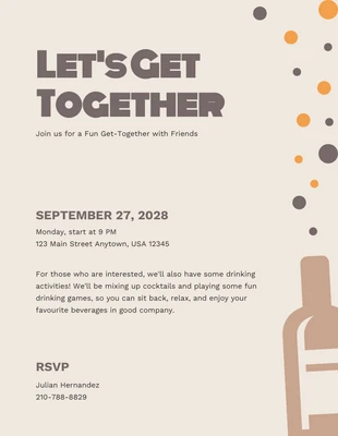 Free  Template: Clean Beige And Brown Get Together Invitation