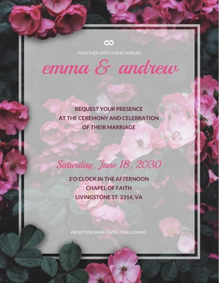 premium  Template: Invitación de boda floral