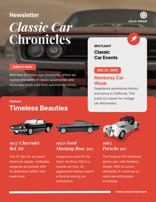 premium  Template: Classic Car Highlights Newsletter