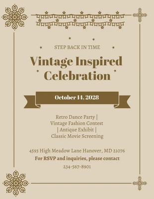 Free  Template: Brown And Cream Simple Vintage Invitations