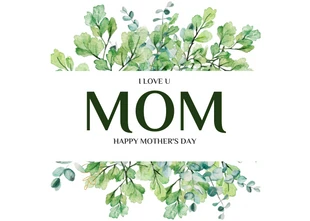 Free  Template: White Floral Watercolor Happy Mother's Day Postcard