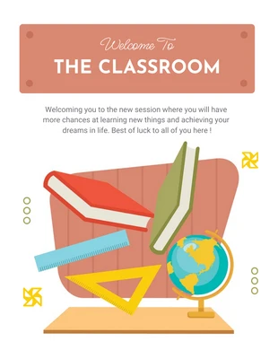 Free  Template: White And Brown Simple Illustration Classroom Welcome Poster