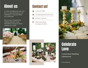 Free  Template: Brown Dark Grey Wedding Tri Fold Brochure