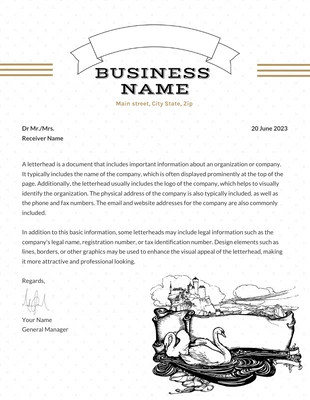 Free  Template: Blanco, negro y marrón Vintage Business Letterhead Template