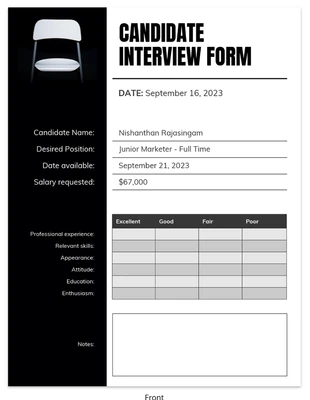 Free  Template: Formulário de entrevista para candidatos ousados