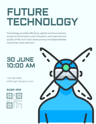 Free  Template: Light Blue Illustration Future Technology Poster
