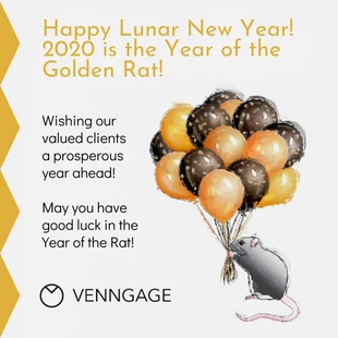 Free  Template: Post Instagram illustratif du rat pour le Nouvel An chinois
