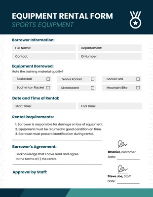 business  Template: Equipment Rental Form