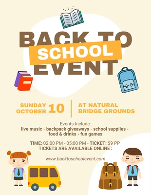 Free  Template: Light Yellow Cute Back To School Event Flyer