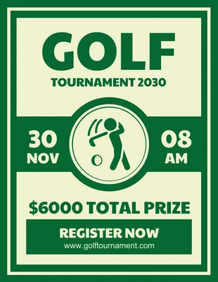 Free  Template: Flyer de tournoi de golf moderne crème et vert
