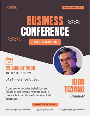 Free  Template: Brown And Light Grey Modern Business Conference Event Flyer