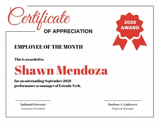 Free  Template: Red Corporate Certificate Of Recognition