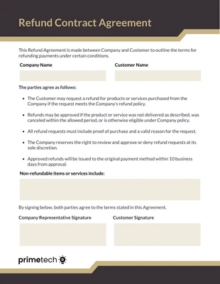 Free interactive Template: Modèle de contrat de remboursement