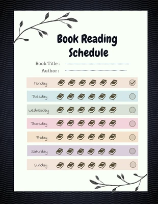 Free  Template: Modèle de calendrier de lecture de livres simple et noir