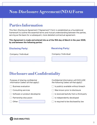 Free interactive Template: Vorlage für ein NDA-Formular