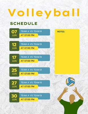 Free  Template: Light Grey Modern Texture Volleyball Schedule Template