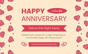 Free  Template: Yellow And Red Illustration Anniversary Love Coupon