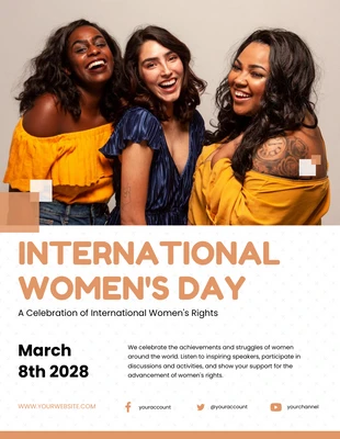 Free  Template: Branco e amarelo Dia Internacional da Mulher
