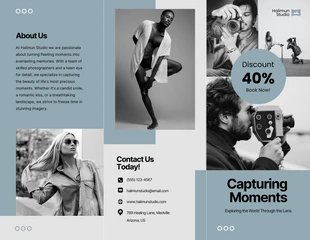 premium  Template: Blue and Grey Photography Tri-fold Brochure