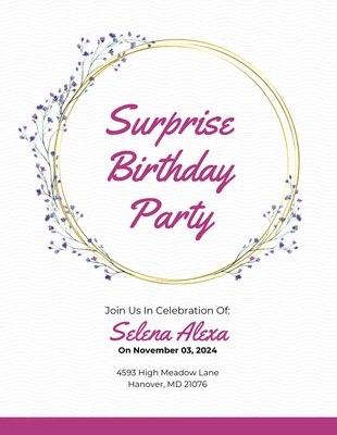 Free  Template: White And Purple Aesthetic Surprise Party Invitation