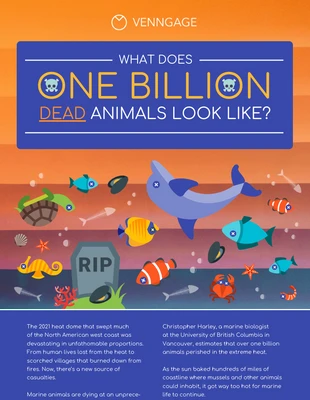 premium  Template: Infographie sur l'écosystème : un milliard d'animaux morts