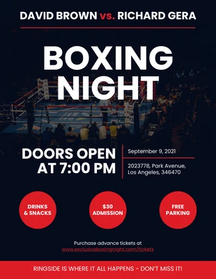 Free  Template: Cartel del evento Dark Boxing Match