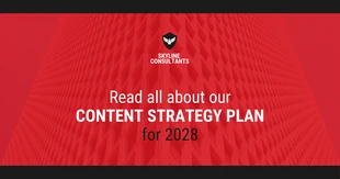 premium  Template: Strategia dei contenuti rossi Banner pubblicitario su LinkedIn