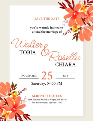 Free  Template: Light Brown Simple Floral Wedding Invitation Flyer