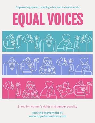 Free  Template: ملصق جذاب لحقوق المرأة باللونين الوردي والرمادي
