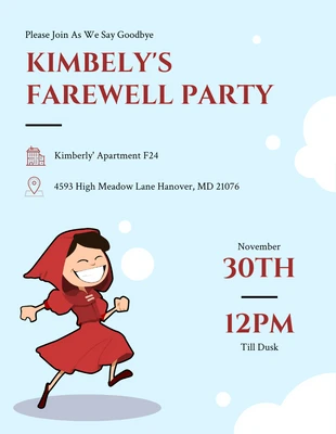 Free  Template: Blue Playfull Cute Illustration Farewell Party Invitation